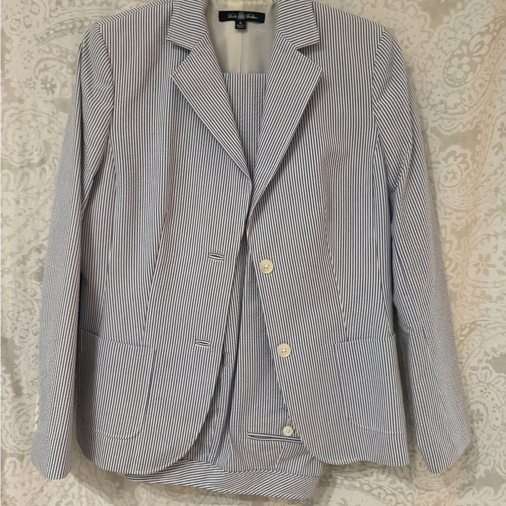 Seersucker Blue and White womens suit
